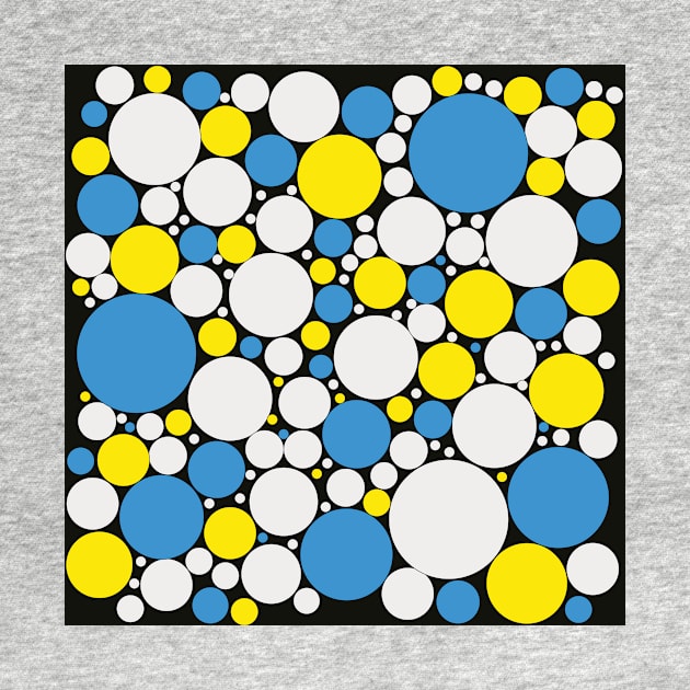 blue white and yellow pop art polka dot pattern by pauloneill-art